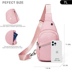 7L Sling Bag For Women Faux Leather Anti Theft Small Casual Daypack Backpack Fanny Pack Crossbody Chest Bags Purse Waterproof Light Pink