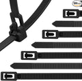 Reusable Zip Ties 6 Inch, 100pcs Black Zip Ties Heavy Duty Outdoor 50lb Small Cable Ties, Releasable Plastic Tie Wraps Small, Wire Ties Removable for Cord Management