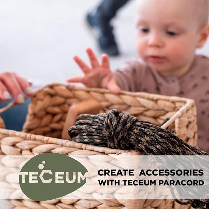 TECEUM 5/32" Paracord Rope 1000 – 1000ft / 200ft / 100ft / 50ft – Tactical Parachute Cord 4mm – 45+ Colors – Nylon String for Survival & Camping Gear – Stripe Cord for Survival – Utility Rope