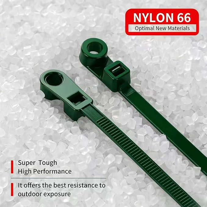 200 PCS 6 inch Green Zip Ties with Screw Hole 70lbs Mountable head Cable Ties Straps Multipurpose Heavy Duty Nylon Cable Zip Ties with Screw Mounting Hole