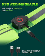 LED Reflective Belt Sash - 5 Lights Colors & 3 Light Modes High Visibility Night Safety Belt, Rechargeable Light Up Running Gear Adjustable Vest Straps for Runners Walkers Men Women