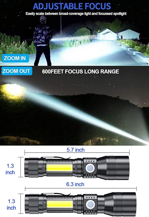 Black Light UV Flashlight Rechargeable, 3in1 Super Bright Tactical Flashlights LED UV Black Light &Redlight, 2000Lumen 7Modes, Zoomable, Waterproof Pocket Flashlight for Pet Stains Detection,Camping