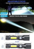 Hoxida Flashlight Rechargeable LED UV Black Light &Redlight, 3in1 Super Bright Magnetic Tactical Flashlights, 1500Lumen 7Modes, Zoomable, Waterproof Pocket Flashlight for Pet Stains Detection,Camping