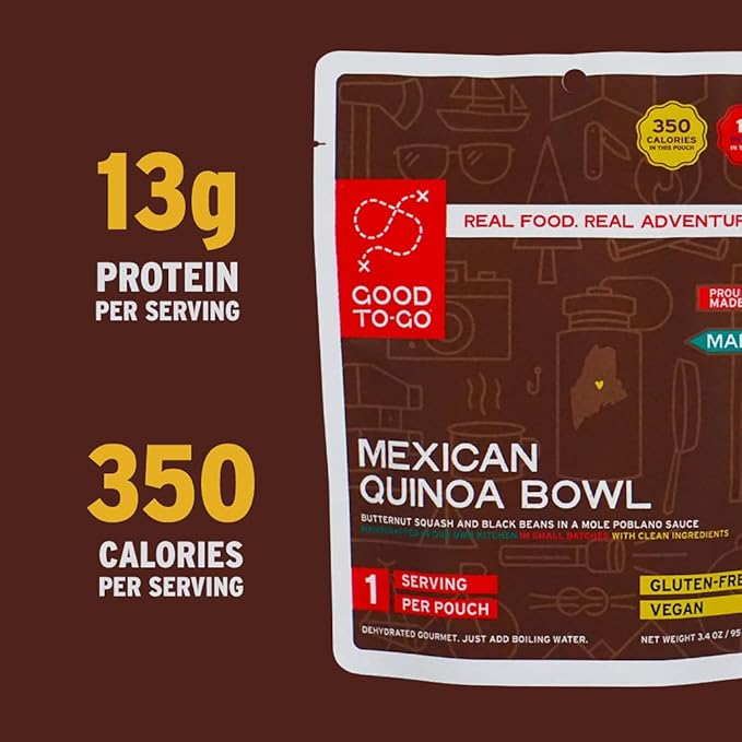 GOOD TO-GO Mexican Quinoa Bowl | Camping Food, Backpacking Food | Just Add Water Meals, Backpacking Meals | Dehydrated Meals Taste Better Than Freeze Dried Meals