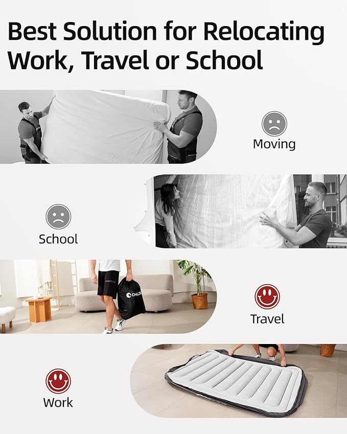 CHILLSUN 2025 Upgraded Twin Air Mattress with Built in Pump, 3 Mins Quick Self-Inflation Inflatable Airbed, Comfortable Top Surface Blow Up Mattress for Home Portable Camping Travel