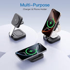 2026 Traveling Wireless Mag-Safe Fast Charging Station,Magnetic 3 in 1 Charger with iPhone 17 16 15 14 13 12 Pro Max Plus,Apple Watch Series & Air pods 4 3 2 Pro-Gifts for Wife & Husband(Black)