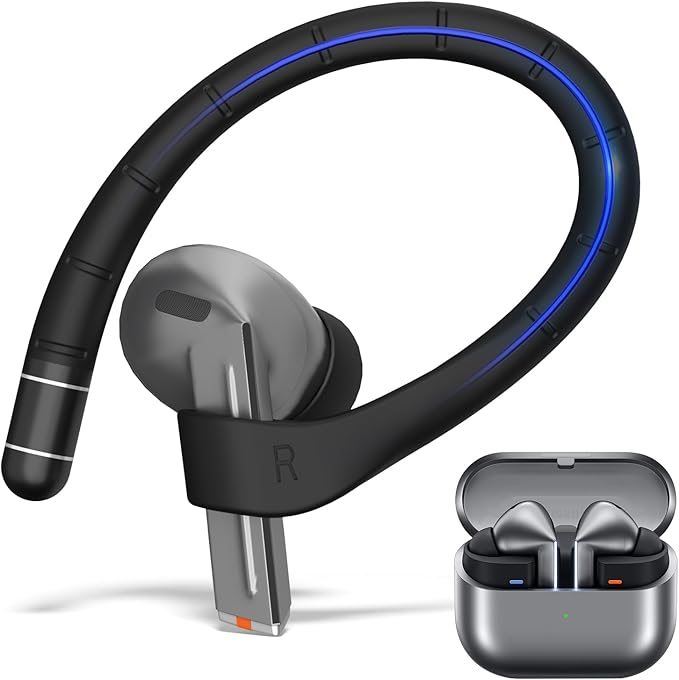 Anti-Slip Ear Hooks for Galaxy Buds 3 Pro (2024) & Galaxy Buds 3 FE (2025), Comfortable Fit | Sports Anti-Loss | Memory Titanium Alloy Ear Hooks Compatible for Samsung Buds 3 Earbuds w/Lanyard, Black