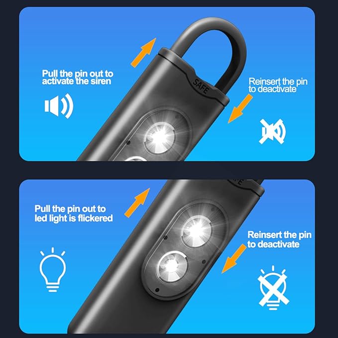 Halo-Siren Alarm, HaloSiren Personal Safety Alarm - Travel Safe Alarm with 130db Loud and LED Strobe Light, Safety Keychain Compatible with Bags, Keys, Backpacks (White)