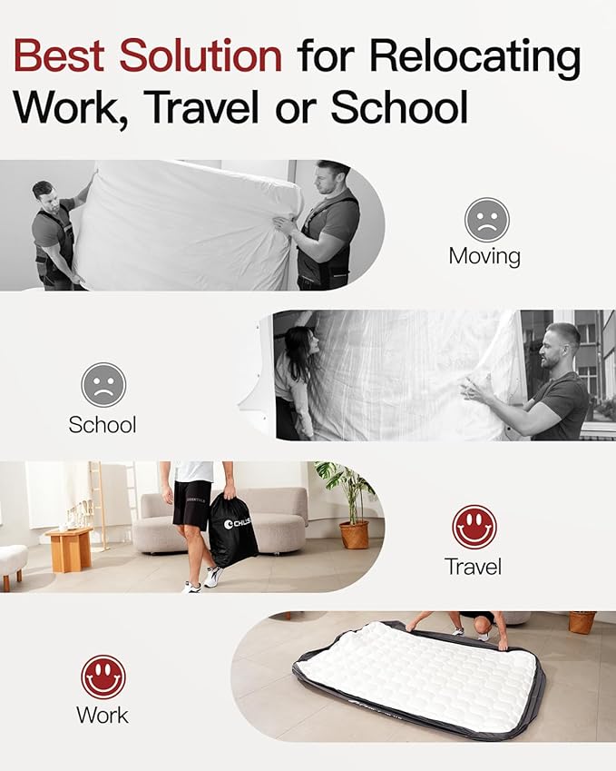 CHILLSUN Queen Air Mattress with Built in Pump,Raised Comfort Blow up Mattress,Dual Layer Mattress Topper Airbed,Durable Inflatable Mattress for Guests Home,Colchon Inflable 800lbs Max