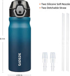BJPKPK 18oz Insulated Water Bottle With Straw Stainless Steel Double Wall Water Bottles BPA Free Leak Proof Thermo With Lockable Flip Lid And Soft Silicone Spout,Indigo Black