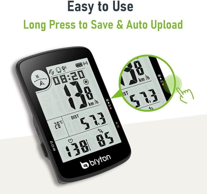 Bryton Rider 17 3.0 inch LCD Screen Wireless GPS Bike/Cycling Computer, Compatible with Bike Radar, 25hrs Long Battery Life, Bluetooth, Waterproof, Live Track