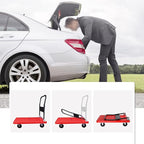 Platform Truck Push Dolly Folding Platform Truck Plastic Deck and Metal Handle Hand Cart with Wheels Foldable Push Trolley for Luggage Parcel Tools Moving Cart Dolly (Siz