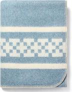 Thick Alpaca Wool Blanket Heavyweight Camping Outdoors Indoors Soft Peru Twin Size Ethnic Design (Soft Blue/Ivory 2, Twin Size)