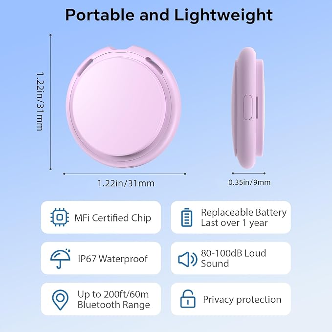 4 Pack Tags Tracker [Apple MFi Certified] Pair with Apple Find My(iOS Only) Smart Bluetooth Key Tracking Tags Item Finders Waterproof Worldwide Located Devices for Pet Wallet Backpack Dogs Luggage