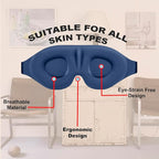 Luxury Sleep Mask – Pack of 2 Ultra-Soft Silk Eye Covers with Adjustable Strap & Soft Ear Loops, 3D Contoured Light Blocking Sleeping Mask for Travel, Naps & Relaxation(Black & Blue)