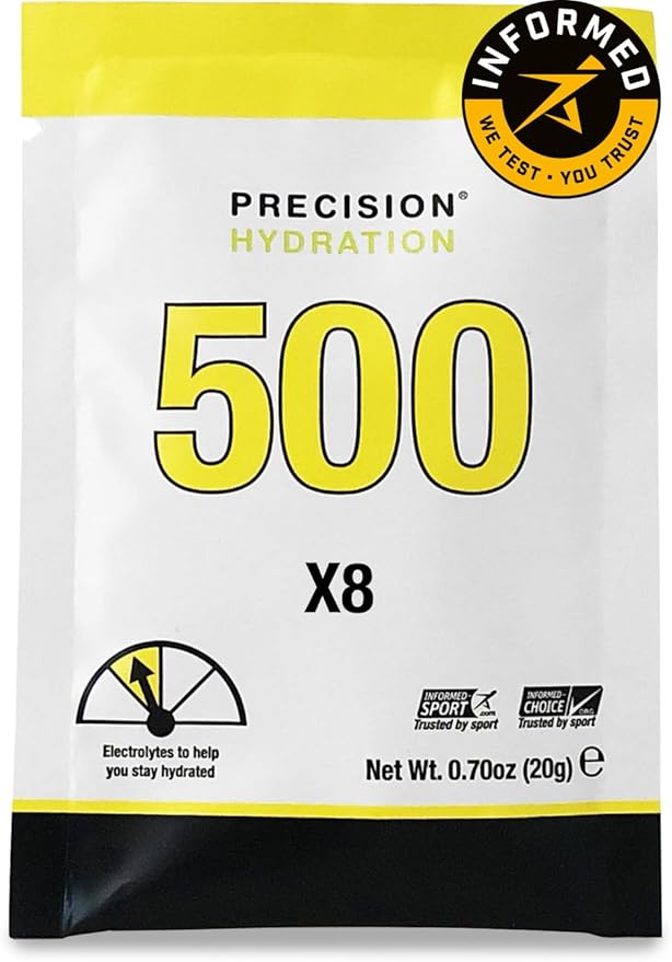 Precision Hydration Electrolyte Powder - No Artificial Ingredients, Multi Strength Hydration Packets - Individual Waterproof Servings - Gluten/Dairy Free, 10 Box (80 Packets, 500mg/L-Yellow)