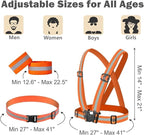Reflective Running Gear Reflective Vest & Reflective Armband & Reflective Belt 3 Pcs Set, High Visibility Reflective Gear Night Cycling Walking Safety Vest Straps for Men Women Kids