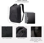 Knack Series 1 Laptop Backpack Fits up to 15 Inch - Knack Bags Carry-On Backpack, TSA Approved, Expandable Travel Backpacks With 3 Day Outfit Capacity (Stealth Black, Medium)
