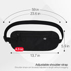 TRAVELSAFE Slim RFID Blocking Money Belt for Travel - Anti-Theft Hidden Passport Holder Waist Wallet with Secure Pouch for Cash, Credit Cards & Phone Safe (Navy Blue)