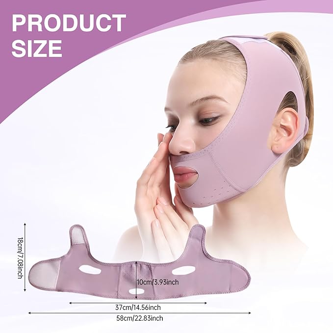 Anti-Snoring Chin Support for Better Sleep，Face Lifting Strap for Sleeping & Snoring Relief, Chin Strap for Double Chin Reduction & Jawline Contouring, Adjustable Breathable V-Line Shaping Belt