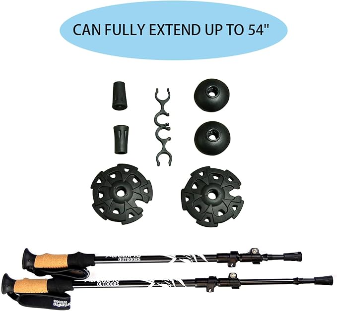 2 Pcs Trekking Poles,Aluminum Lightweight Collapsible Hiking Poles for Women,Walking Sticks for Hiking Carbon Fiber