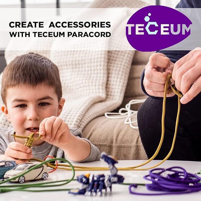 TECEUM 5/32" Paracord Rope 1000 – 1000ft / 200ft / 100ft / 50ft – Tactical Parachute Cord 4mm – 45+ Colors – Nylon String for Survival & Camping Gear – Stripe Cord for Survival – Utility Rope