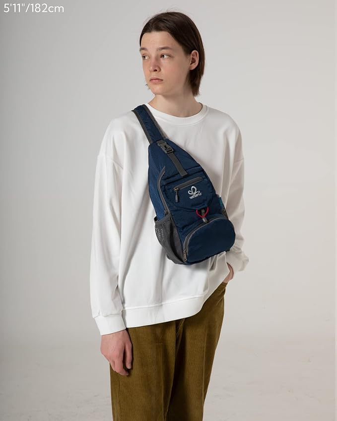 WATERFLY Packable Small Crossbody Sling Backpack Shoulder Chest Bag Daypack for Hiking Traveling