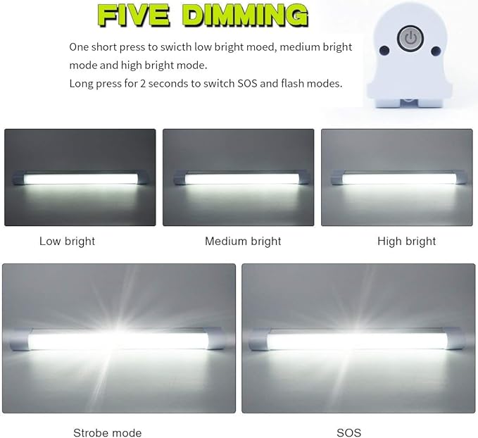 LETOUR LED Tube Magnetic Light Work Lights 6000Lumens 10400mAh 5 Lighting Options Camping Lantern USB Rechargeable Portable Battery Powered Lights with 2 Magnets Endurance for 80 Hours