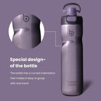 BOTTLE BOTTLE Insulated Water Bottle 24 oz with Handle and Flip Tops Lids Stainless Steel Water Bottle Push Button Lid Leak proof Portable for Running Travel Sports Hiking purple