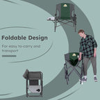 Colegence Oversized Directors Camping Chair Set of 2 Support 600 LBS, Heavy Duty Folding Outdoor Chairs with Detachable Side Pocket and Adjustable Side Table for Outside Beach,Lawn,Fishing (Green)
