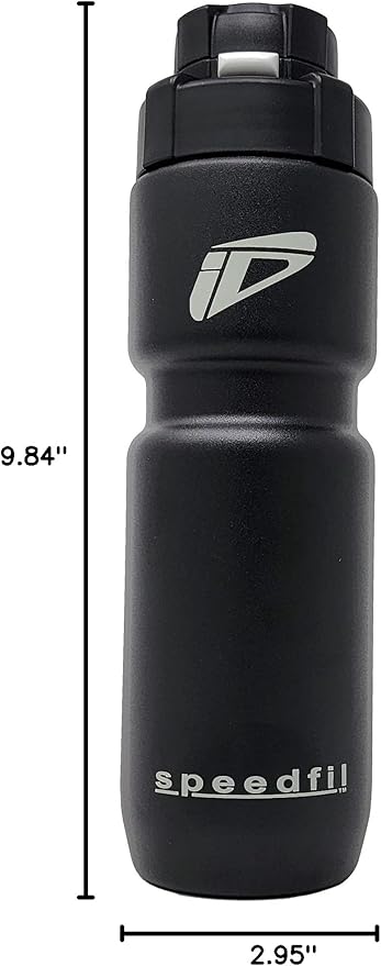 Speedfil Speedflask 21 oz. Vacuum Insulated Stainless Steel Cycling Sports Water Bottle with NEW Bounce Back Lid 2.0 (Black)
