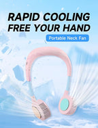 Portable Neck Fan, Hand-Free Fan, 5 Speeds, Foldable, Twistable, Lightweight, Rapid Cooling, Fashion, Quiet, Rechargeable, Summer Gift (Fluid Pink)