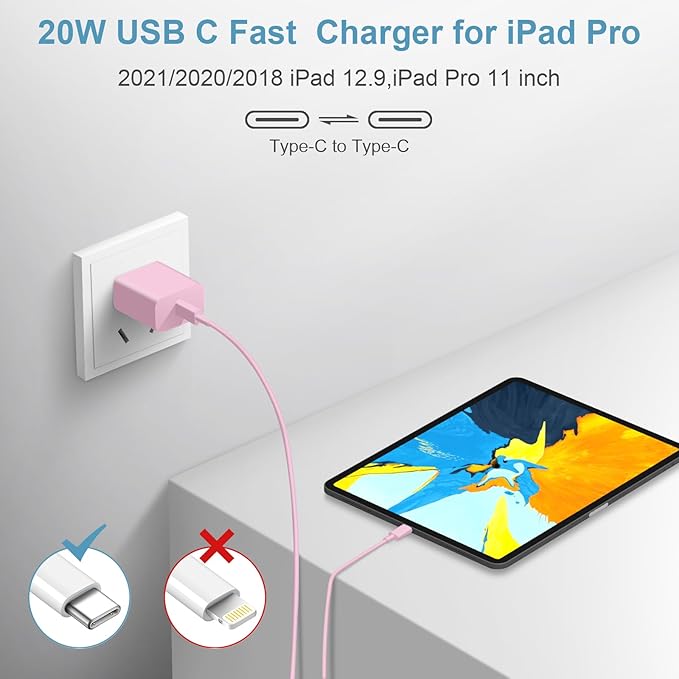10FT iPhone 17 16 15 Charger Fast Charging USB C Charger Block Type C Chagrer Fast Charging 2-Pack for iPhone 17/17 Plus/17 Pro/17 Pro Max/iPhone 16/16 Plus/16 Pro/16 Pro Max/15/15 Pro Max/(Pink)