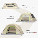 CAMPROS CP Tents for Camping 4 Person Tent Waterproof Windproof Double Layer Camping Tent, Easy Setup Dome Tent with Large Mesh Windows & Wider Door for Outdoor Camping & Hiking