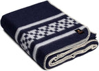 Thick Alpaca Wool Blanket Heavyweight Camping Outdoors Indoors Soft Peru King Size New Ethnic Design (Navy Blue/Ivory, King Size)