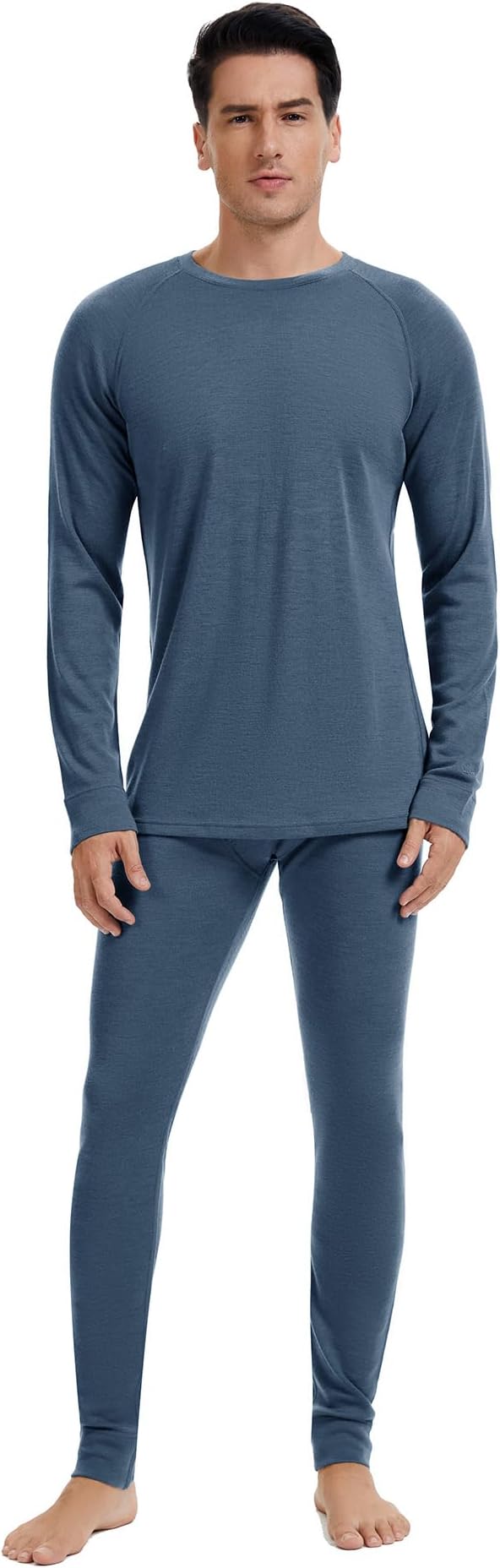 Men's 100% Merino Wool Base Layer Sets Lightweight Active Base Layer for Ski