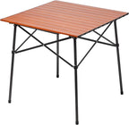 PORTAL Lightweight Aluminum Folding Square Table Roll Up Top 4 People Compact Table with Carry Bag for Camping, Picnic, Backyards, BBQ, Brown