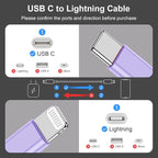 2 Pack Fast Charger Cable, 6ft USB-C to Lightning Cable, MFi Certified, Purple, for iPhone14/13/12/11 Pro Max/Mini/XR/XS, etc.