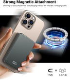 Magnetic Power Bank 26800mAh for Magsafe Portable Charger, Aluminum Alloy Large Capacity 20W USB-C in&Out Wireless Fast Charging Battery Pack for iPhone 17/16 Pro Max/15/14/13/12 Series, Silvery Gray