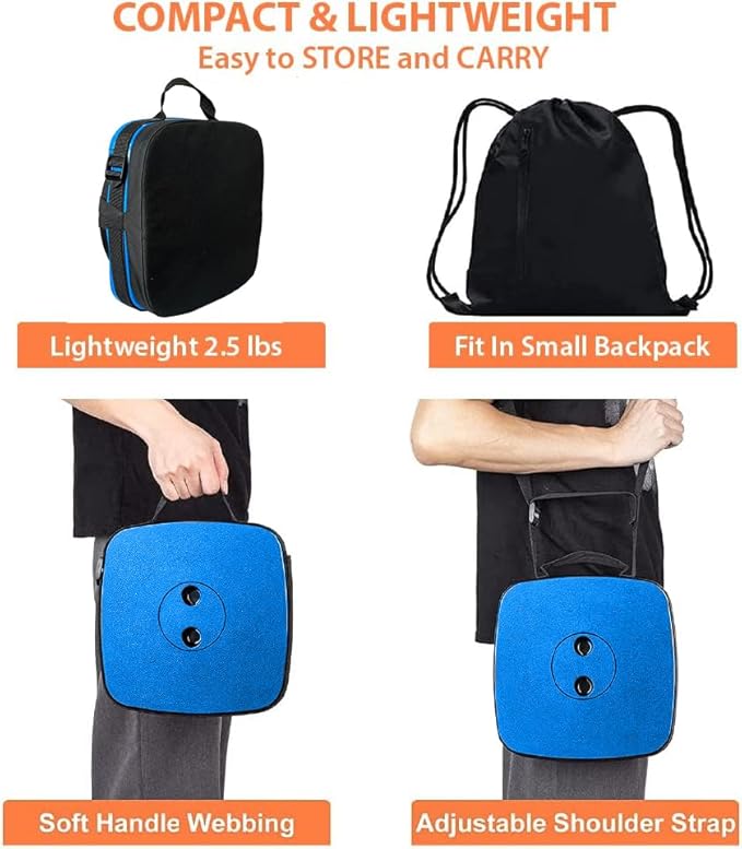 Portable Collapsible Stool Set - Heavy Duty Square Foldable Stool + Thick Seat Cushion - 550lbs Load Capacity for Camping Travel Picnic Gardening (Blue/Black)