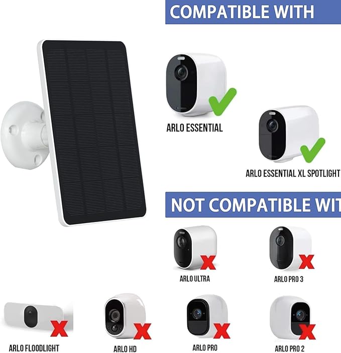 5W Solar Panels for Security Cameras - Compatible with Ring Spotlight Cam(Battery), Ring Stick Up Cam Battery - 9.8 Ft Charging Cable - 2PACK (Not for Spotlight Plus/Pro)