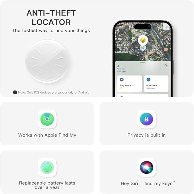 GPS Tracker for Vehicles, 1PCS Mini GPS Tracking with Waterproof Case, Car GPS Tracker Work with Find My (iOS Only), No Monthly Fee