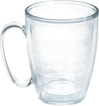 Tervis Clear & Colorful Tabletop Made in USA Double Walled Insulated Tumbler Travel Cup Keeps Drinks Cold & Hot, 16oz Mug, Clear
