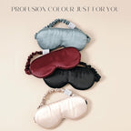 100% 22 Momme Mulberry Silk Sleep Mask, Eye Cover for Sleeping, Blackout 3D Sleep Masks for Lash Extensions with Adjustable Strap for Men and Women (Burgundy)