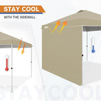 EAGLE PEAK Pop Up Canopy Tent with 1 Sidewall, Easy Setup Event Tent, Outdoor Sun Shade, Wheeled Carry Bag, Stakes and Guy Ropes, Instant Canopy 10x10, Light Beige