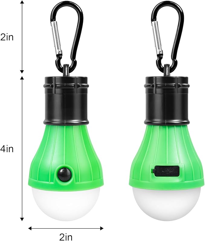 Jarxin Led Camping Lantern USB Rechargeable,Outdoor Tent Lights for Camping Hanging,Kids with Clip Hook Camping Flashlight (4 Packs Colored)