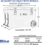Blue Coolers Ice Vault – 60 Quart Roto-Molded Ice Cooler (Large Ice Chest Holds Ice up to 10 Days)