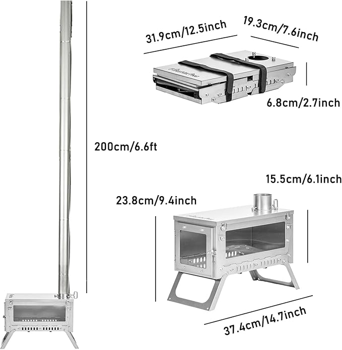 FIREHIKING Ultralight Titanium Stove Thickened TA1 Camping Tent Stove LANK Mini Folding Portable Wood Burning Stove