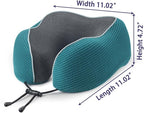 napfun Neck Pillow for Traveling, Upgraded Travel Neck Pillow for Airplane 100% Pure Memory Foam Travel Pillow for Flight Headrest Sleep, Portable Plane Accessories, Teal Set, Medium (120-200LB)
