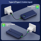 Portable Charger 40,800mAh Power Bank, 25W PD QC 4.0 Fast Charging Portable Phone Charger with Built-in Cables,LCD Display USB C Battery Pack Compatible with iPhone 16/15/14,Android Samsung (Blue)